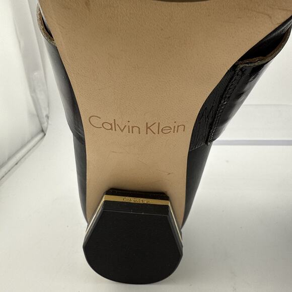 CALVIN KLEIN Womens Bessy Smooth Calf Black Patent Buckle Slip On Loafers Sz 6.5 - Picture 9 of 12